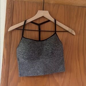 PINK Victoria's Secret Black and Gray Longline Sports Bra Top
